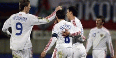 Сборная России после забитого гола